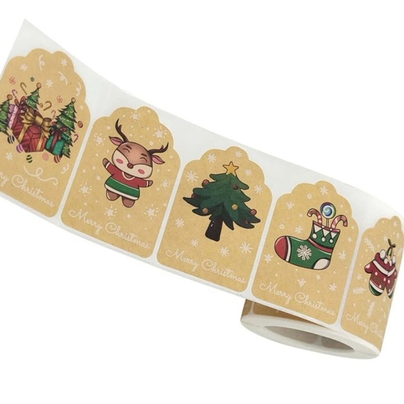 300 Ct Roll! Merry Christmas Stickers - Picture 4 of 10